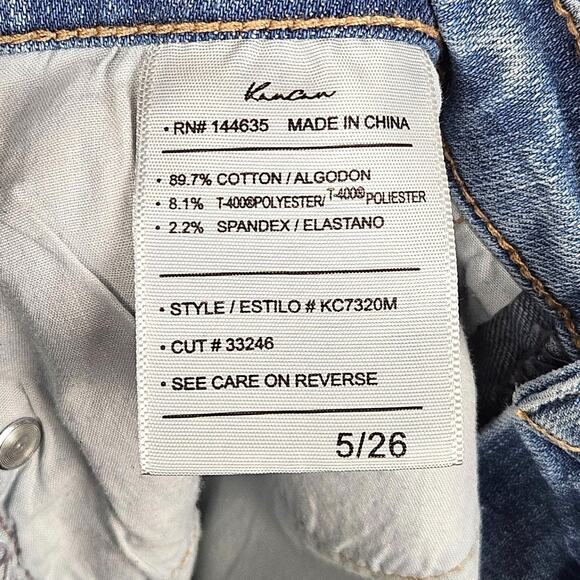 Kancan Mid Rise Ankle Skinny Jeans Size 5 /26 Raw Hem Distressed Fringe Juniors - Picture 9 of 10